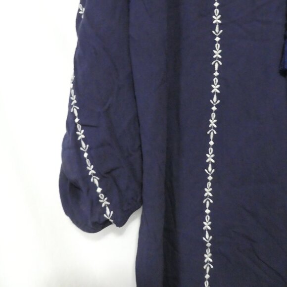TORRID | size 1 | Navy Blue Embroidered Bohemian Blouse - Picture 6 of 16